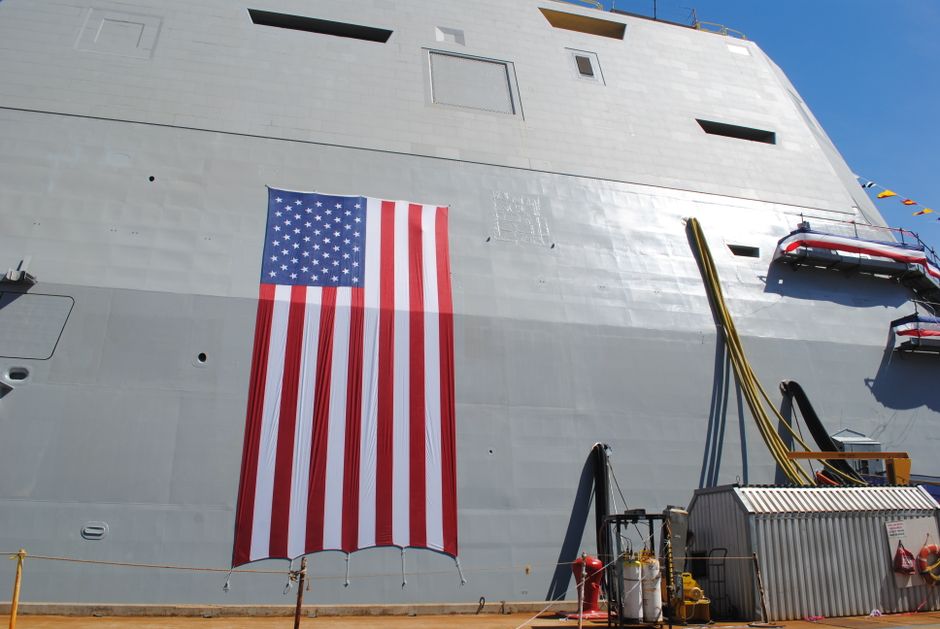 Littoral combat ship under construction at the Austal USA shipyard in Mobile, Alabama
