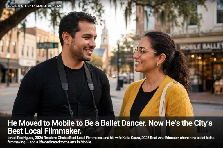Illustration for the news story: He Moved to Mobile to Be a Ballet Dancer. Now He’s the City’s Best Local Filmmaker.