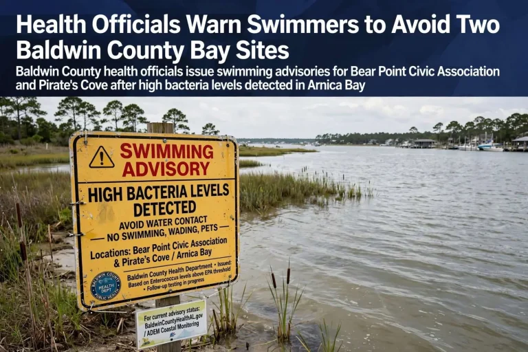Illustration for the news story: Health Officials Warn Swimmers to Avoid Two Baldwin County Bay Sites