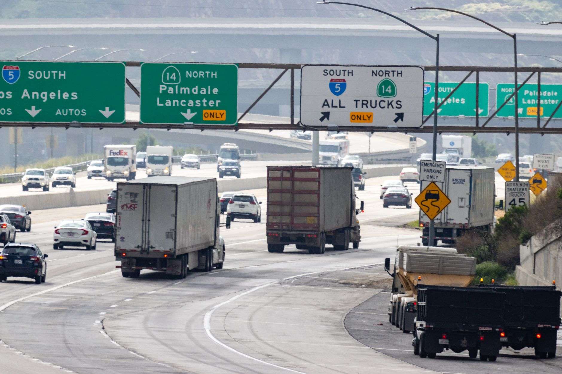 Interstate highway with vehicle traffic