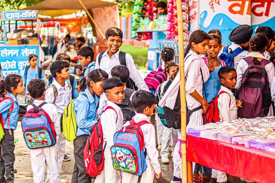 School supplies and backpacks for a back-to-school event