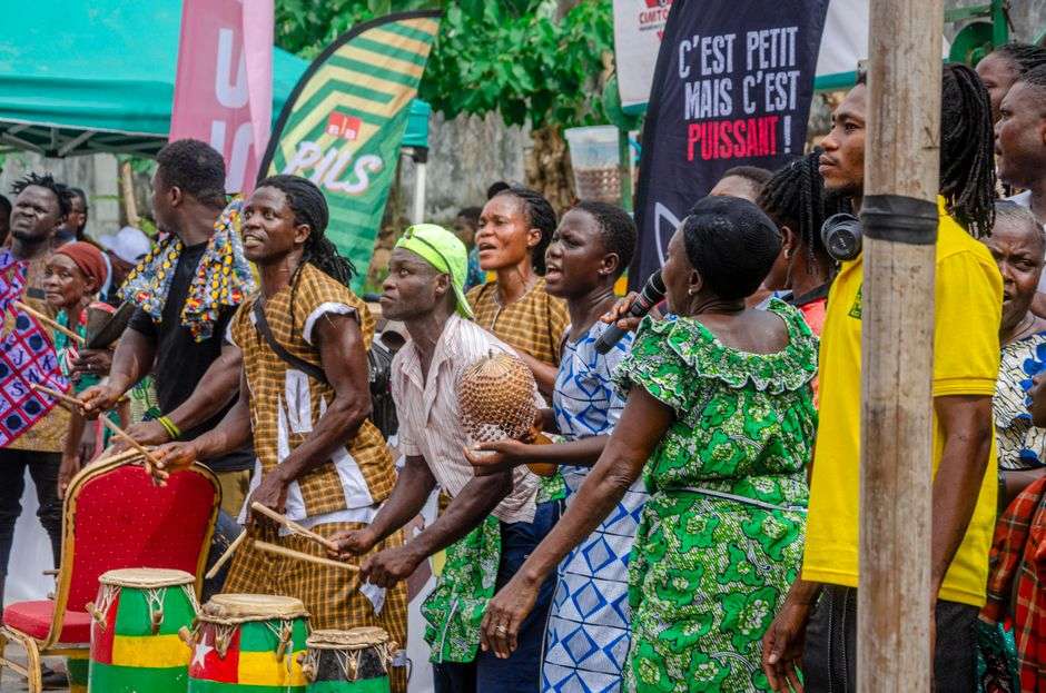 Community members celebrating at a cultural heritage festival