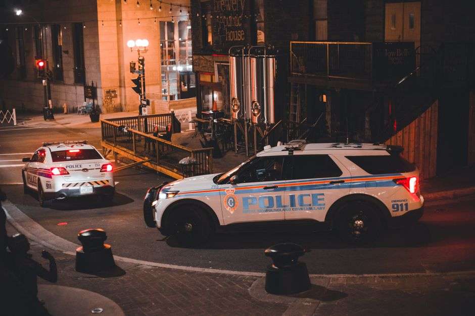 Police patrol vehicle on a city street