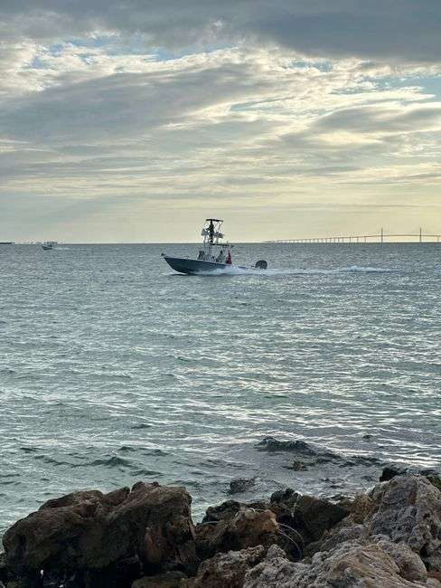 Offshore fishing boat on open Gulf water