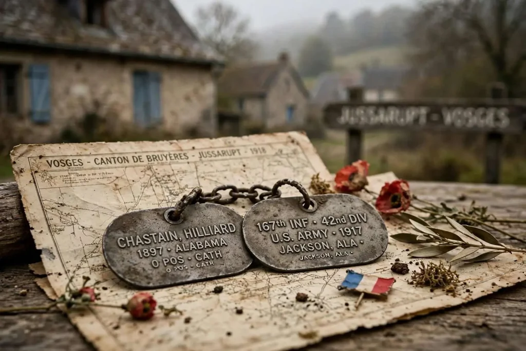 Illustration for the news story: A Jackson Soldier’s World War I Dog Tags Surface in a French Village After 107 Years
