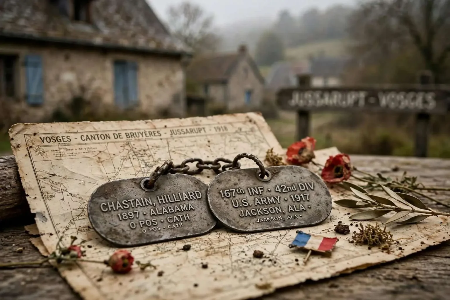 Illustration for the news story: A Jackson Soldier’s World War I Dog Tags Surface in a French Village After 107 Years
