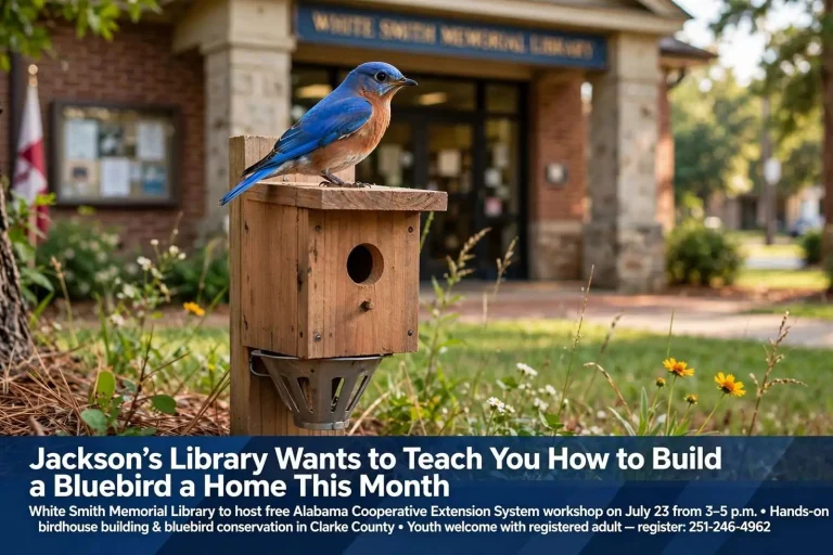 Illustration for the news story: Jackson’s Library Wants to Teach You How to Build a Bluebird a Home This Month
