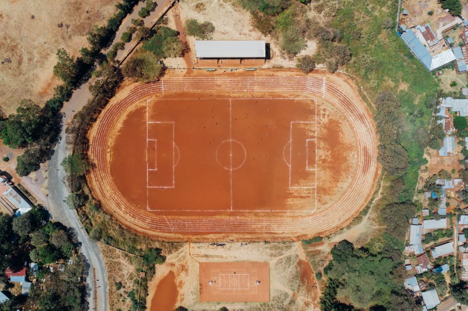 Football field representing a college football stadium