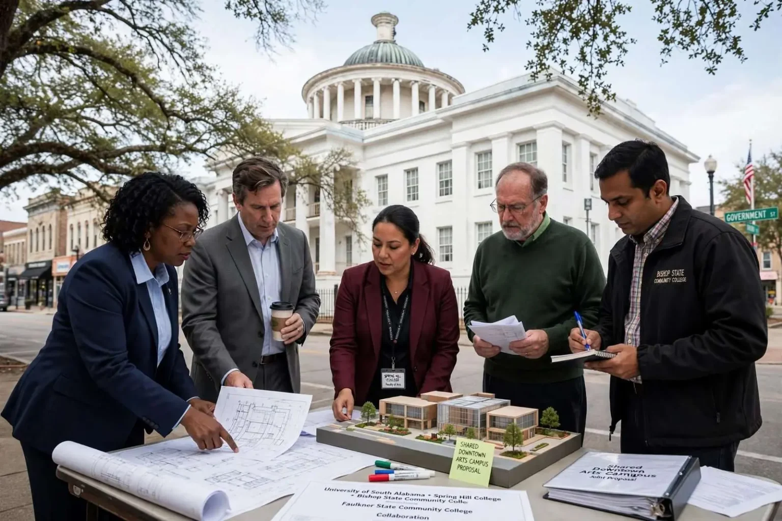 Illustration for the news story: Local Leaders Weigh Shared Downtown Arts Campus for Mobile’s Colleges