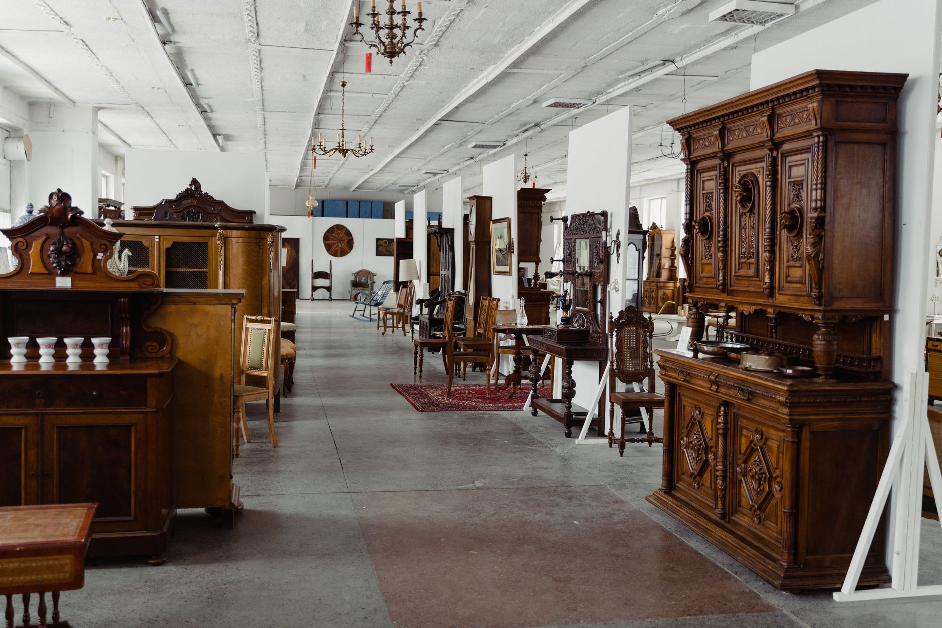 Antique furniture and decorative items in a room