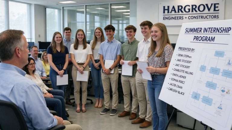 Illustration for the news story: MCPSS Summer Interns Wrap Up Program at Hargrove Engineers + Constructors