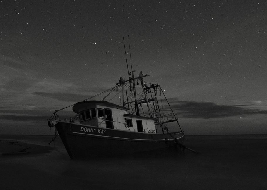 A fishing boat on open Gulf of Mexico waters near Dauphin Island
