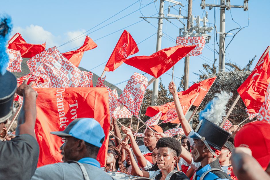 A crowd participating in a community march