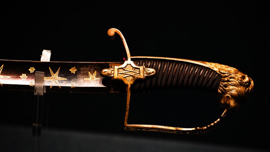 An antique ceremonial Naval officer's sword