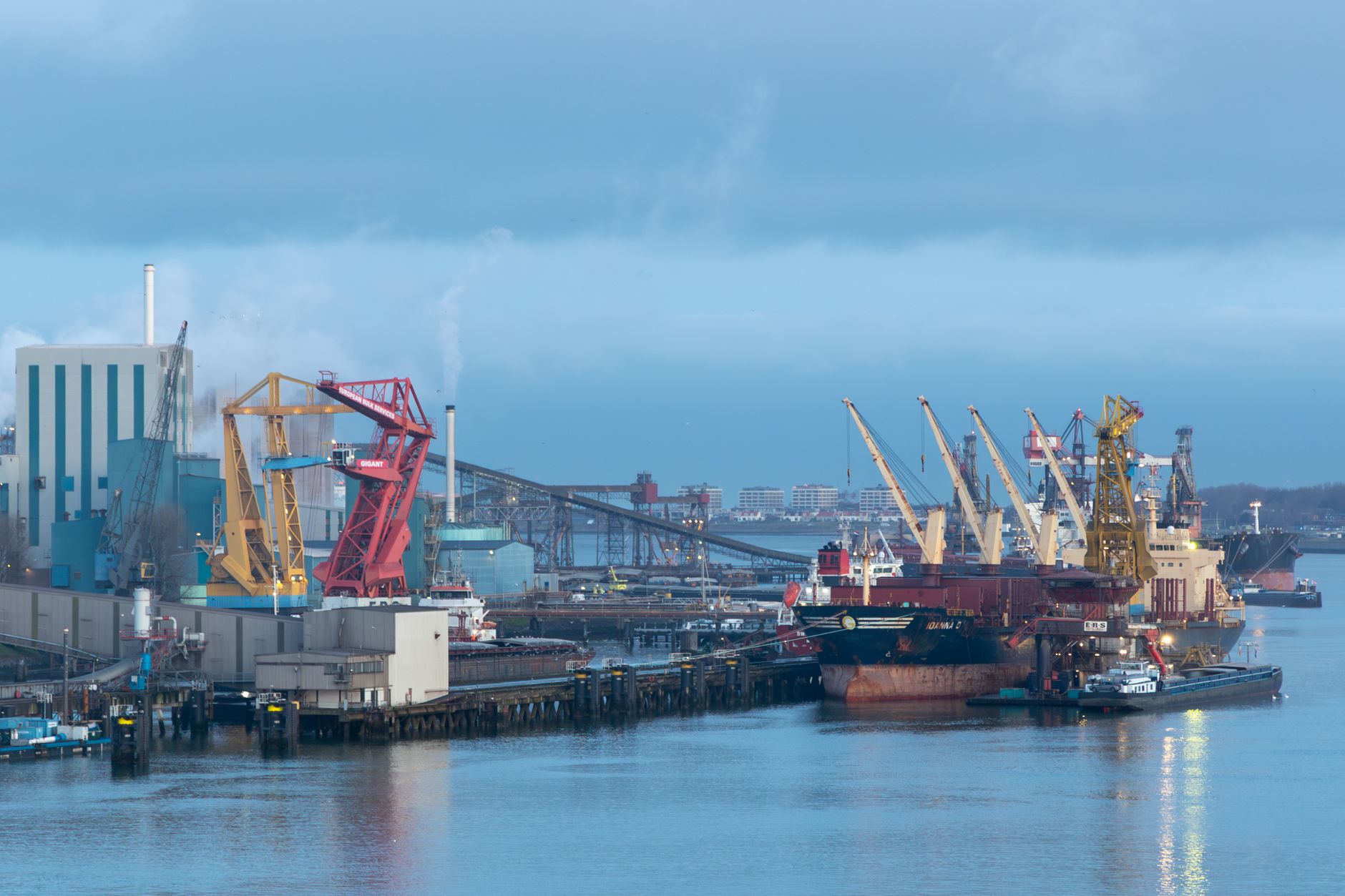 Industrial workers at a port facility
