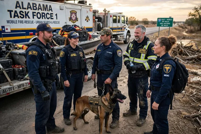 Illustration for the news story: Mobile-Based Alabama Task Force 1 Rescue Team Heads Home After Texas Flood Deployment