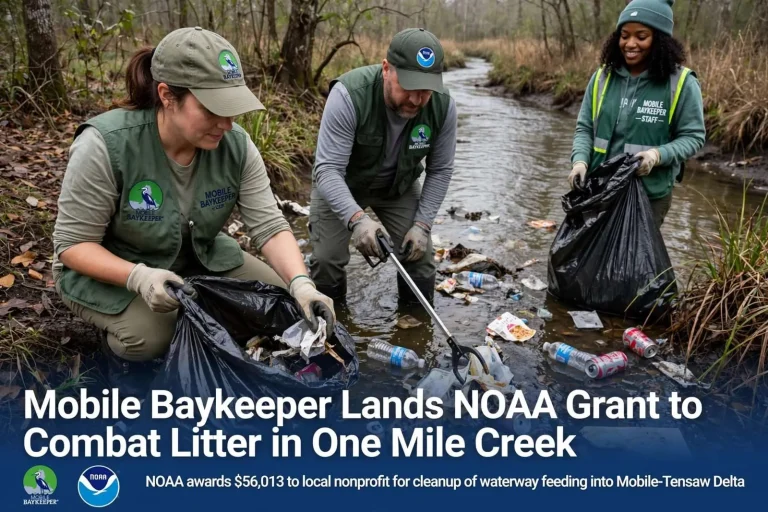 Illustration for the news story: Mobile Baykeeper Lands NOAA Grant to Combat Litter in One Mile Creek