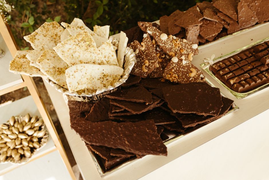 Table of chocolate desserts at a community festival