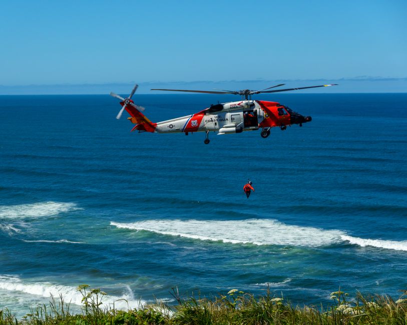 Coast Guard helicopter in flight