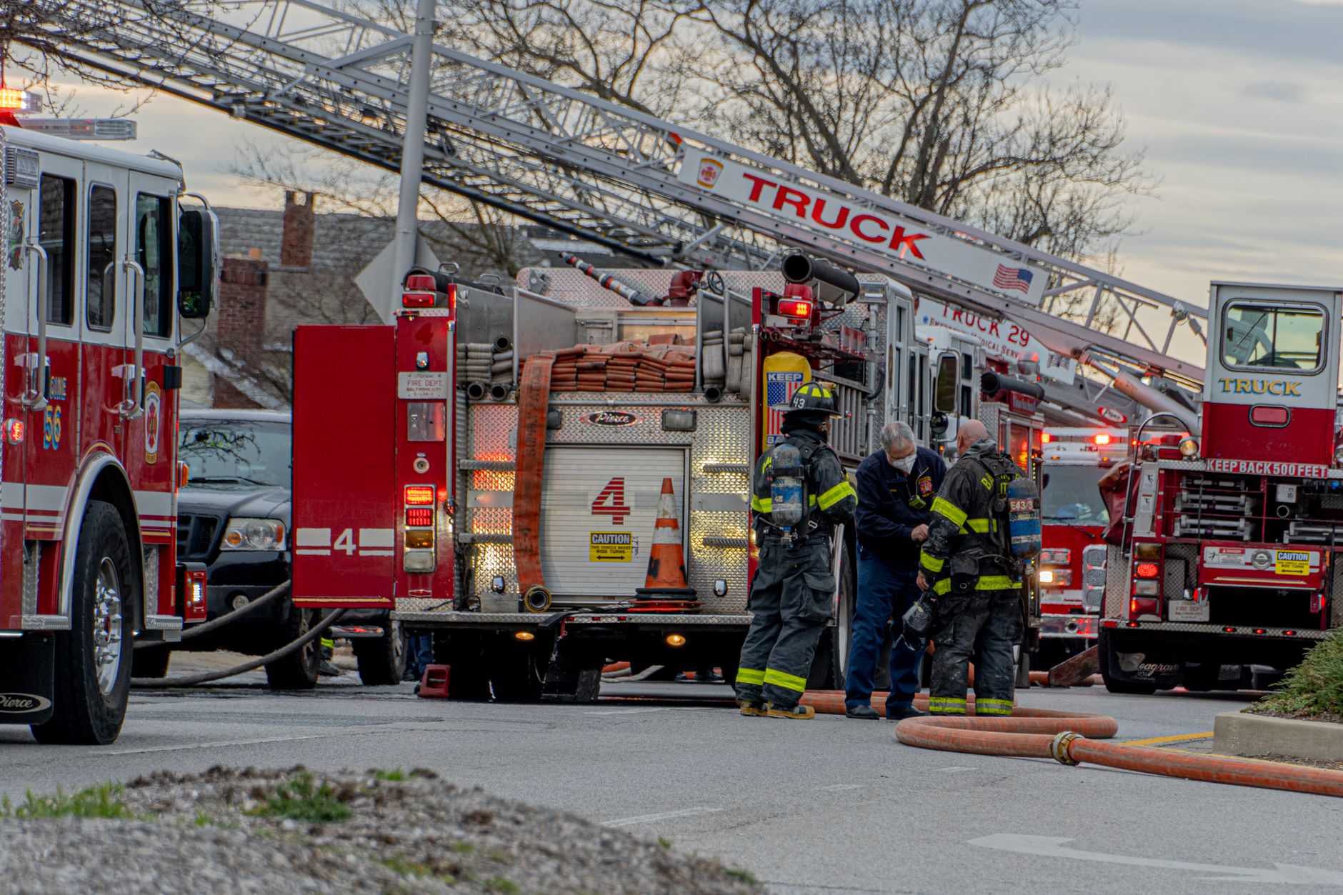 Firefighters responding to a church fire in Mobile Alabama
