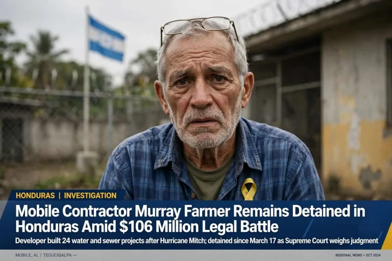 Illustration for the news story: Mobile Contractor Murray Farmer Remains Detained in Honduras Amid $106 Million Legal Battle