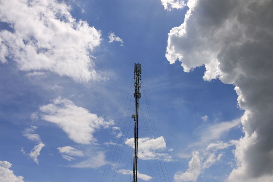 Radio communications tower used for emergency dispatch services