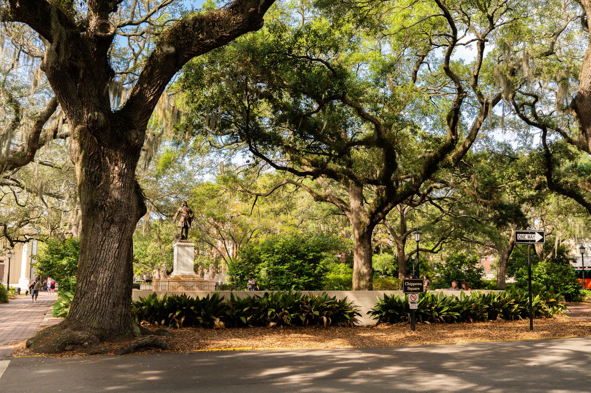 Historic Bienville Square with live oaks in downtown Mobile