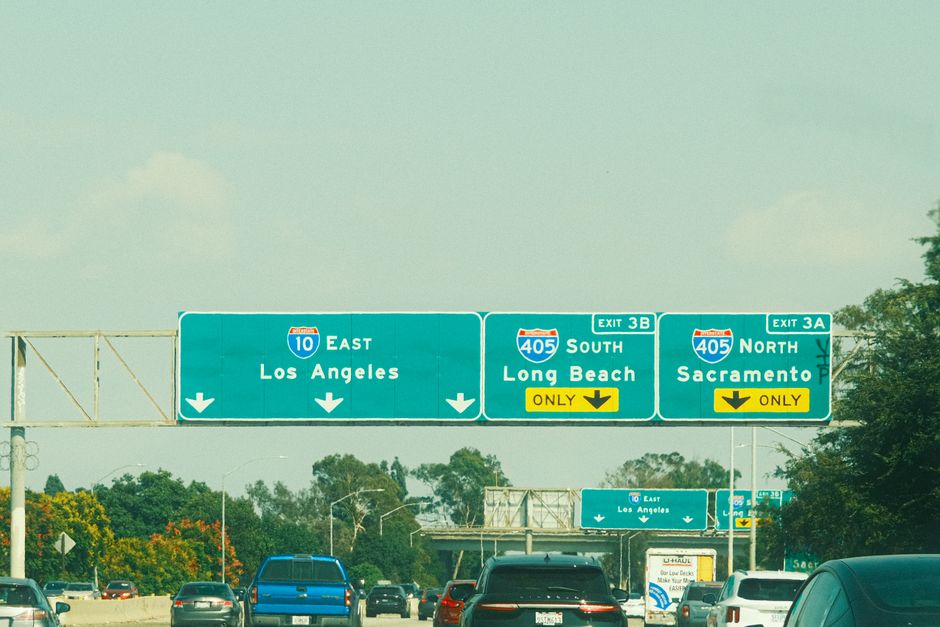 Highway patrol vehicle on an interstate