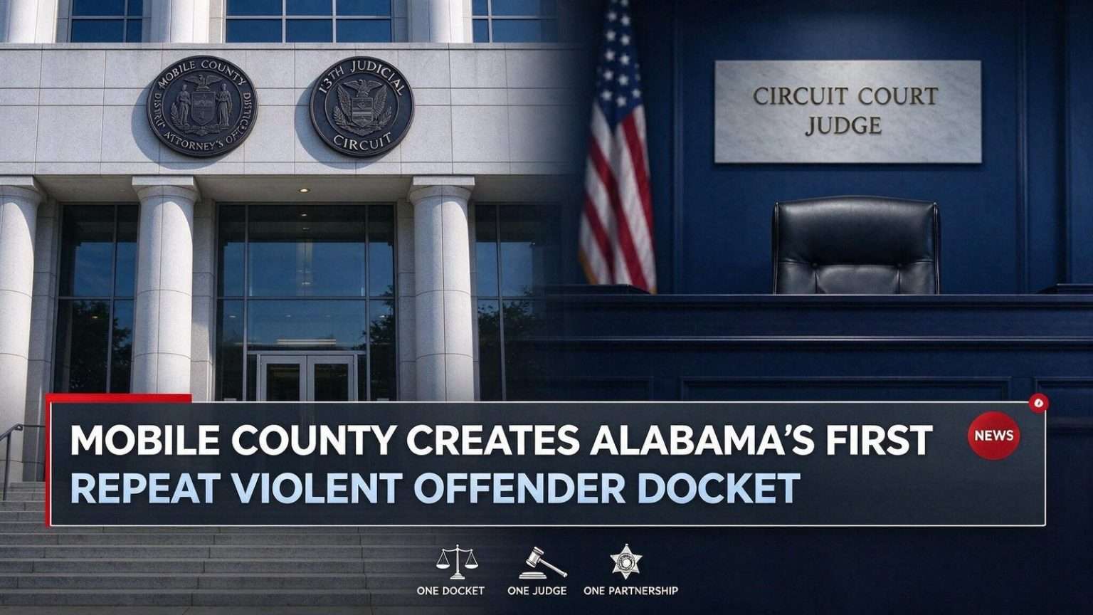 Illustration for the news story: Mobile County Just Created Alabama’s First Court Docket Built Entirely Around Repeat Violent Offenders
