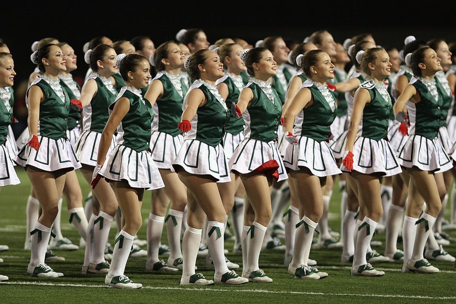 High school students at a pep rally during football season