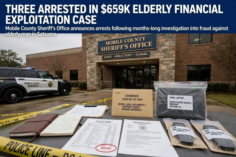 Illustration for the news story: Mobile County Sheriff’s Office Announces Arrests in Elderly Financial Exploitation Case