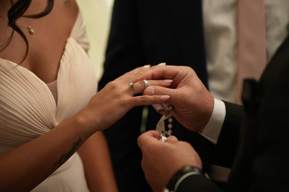 Wedding rings and a courthouse setting