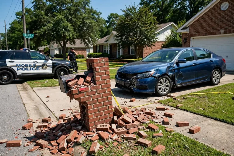 Illustration for the news story: Mobile Police Say a Teen Took a Woman’s Car Keys, Hit a Brick Mailbox, and Parked It Back in the Driveway