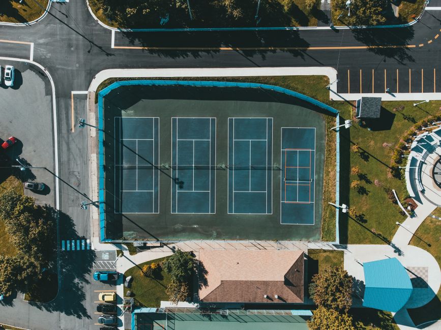 A city park with tennis courts slated for renovation
