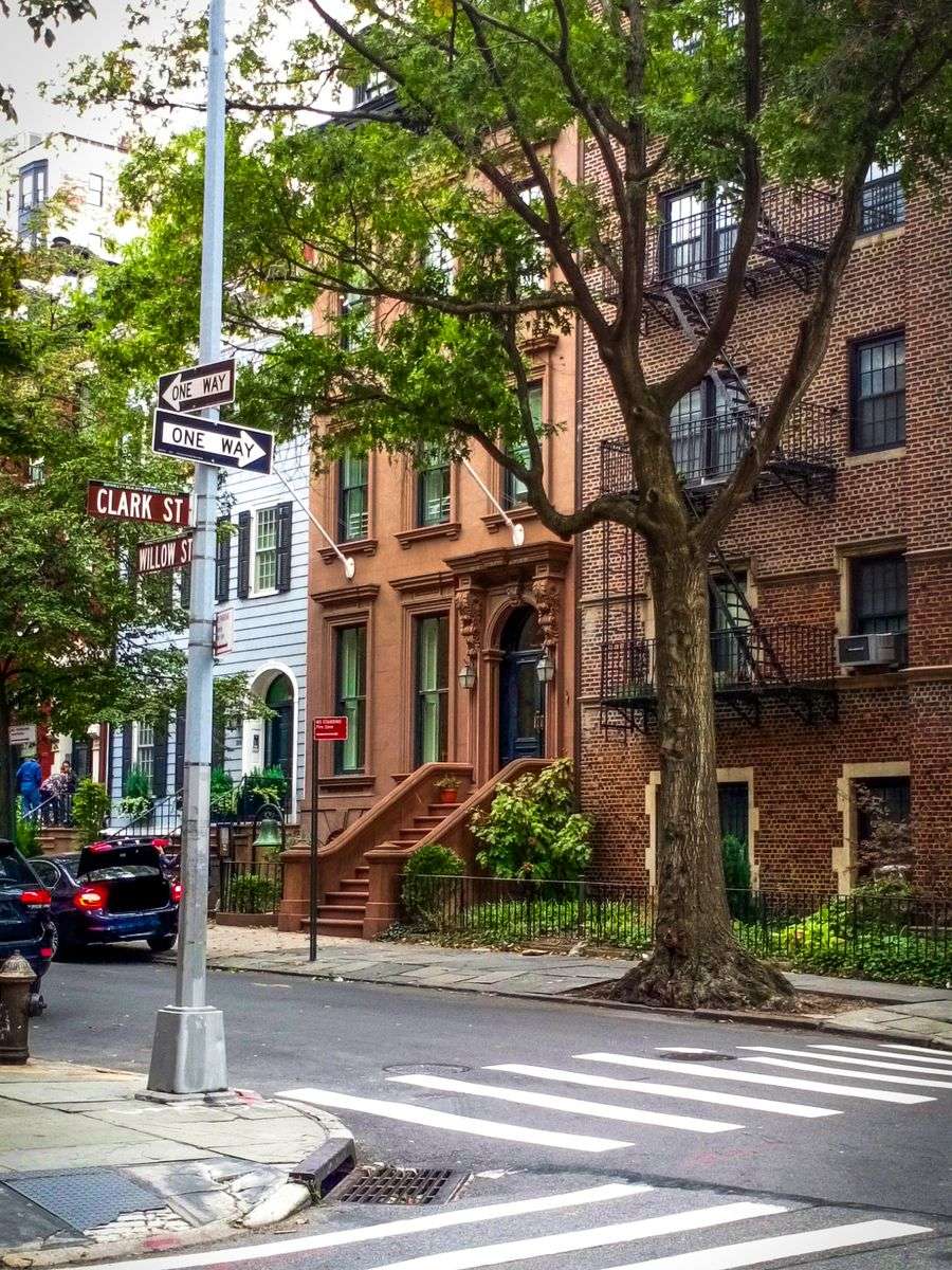 A tree-lined residential street in a historic Mobile neighborhood