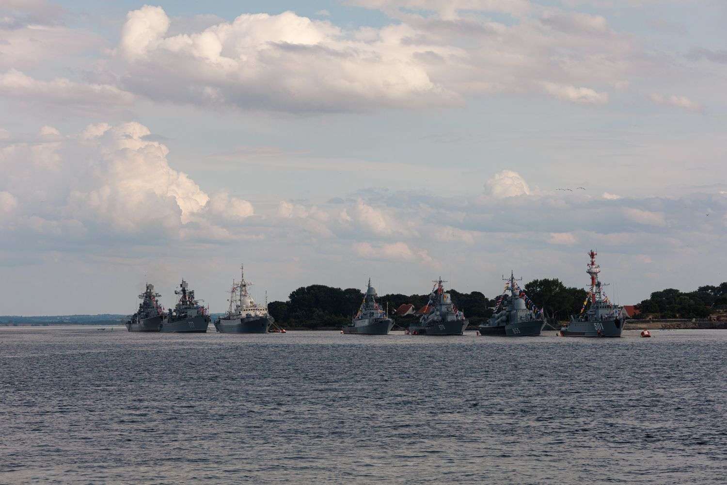 A Navy vessel docked during a community outreach event