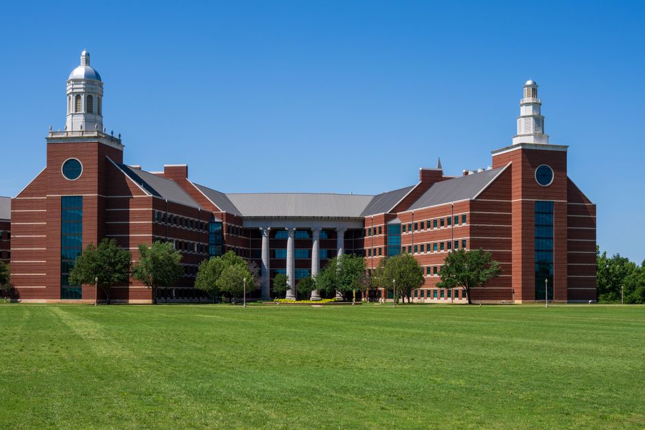 Exterior of a university student center building where a congressional hearing was held