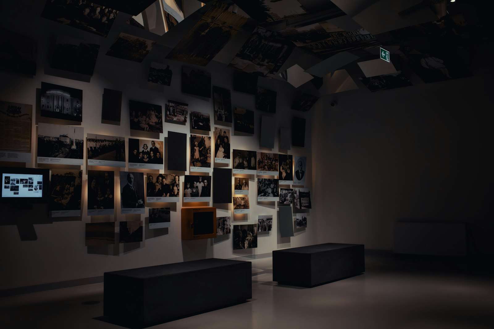 Framed photography prints displayed on a gallery wall