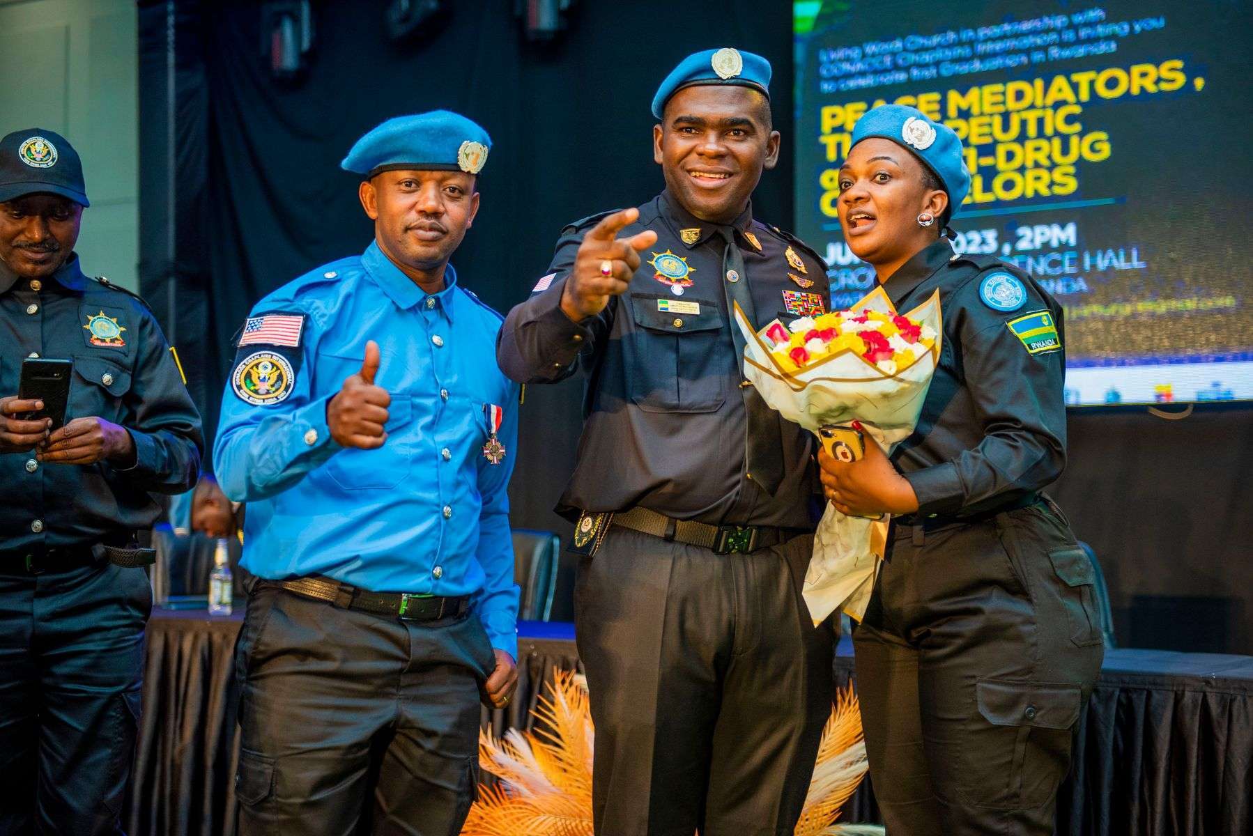 Law enforcement officers gathered at a recognition ceremony