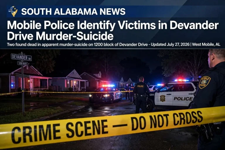 Illustration for the news story: Mobile Police Identify Victims in Devander Drive Murder-Suicide