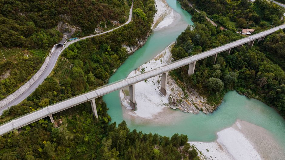 A bridge spanning a river