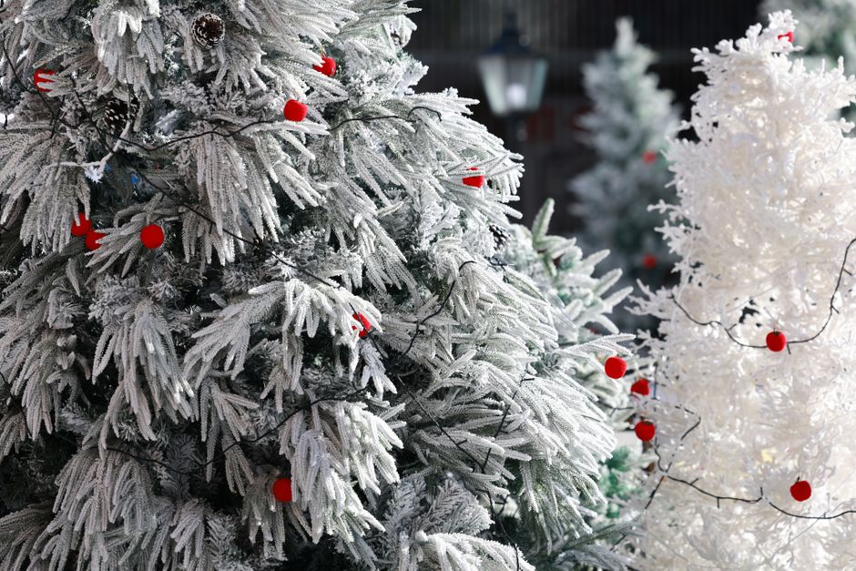 Artificial snow at an outdoor winter festival event