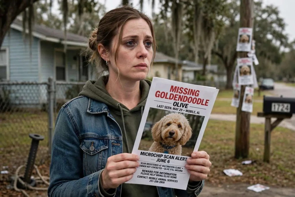 Illustration for the news story: Mobile Woman Says Microchip Alert Led to Unanswered Questions, Not a Reunion With Missing Dog
