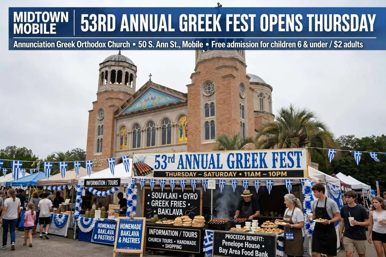 Illustration for the news story: Mobile’s Annunciation Greek Church Opens 53rd Greek Fest Thursday
