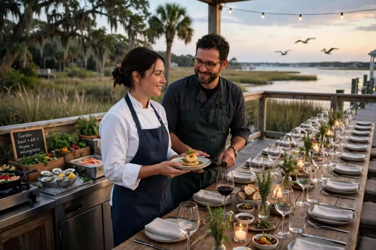 Illustration for the news story: On Mon Louis Island, a Husband-and-Wife Chef Team Serves Fifteen Guests at a Time