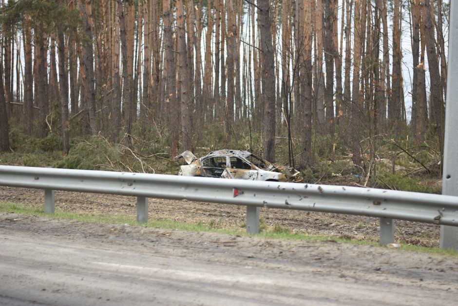 A rural two-lane highway shoulder where a traffic accident occurred