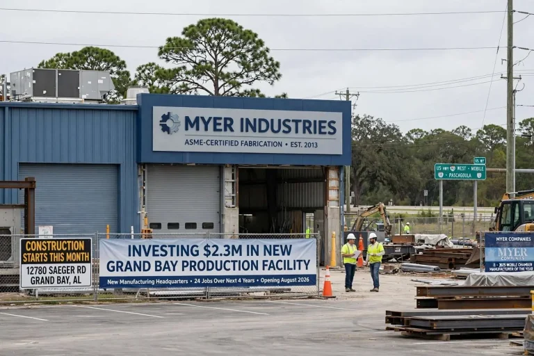Illustration for the news story: MYER Industries to Invest $2.3M in New Grand Bay Production Facility
