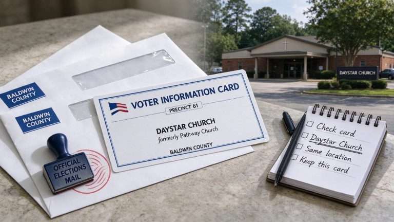 Illustration for the news story: New Voter Cards Heading to Foley-Area Precinct 61 After Polling Site Name Change
