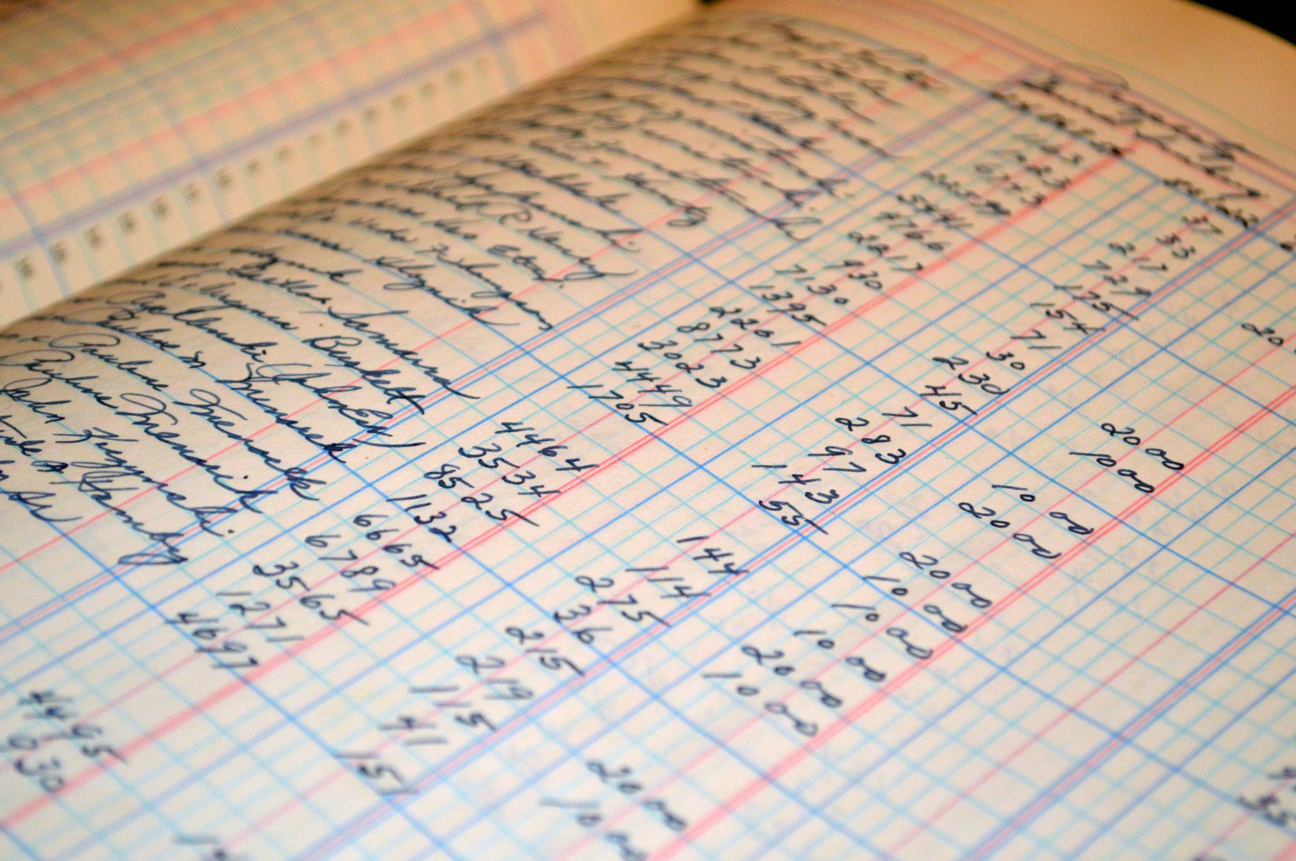 Financial disclosure documents and a ledger on a desk