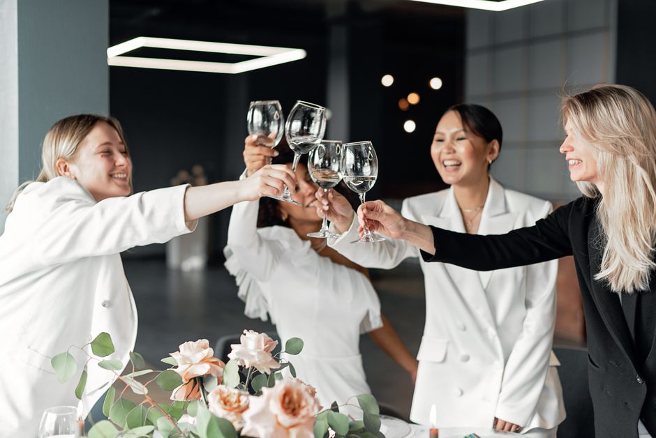 Women networking at a business leadership luncheon